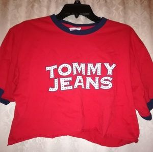 Tommy Hilfiger cropped T-shirt (red & navy)